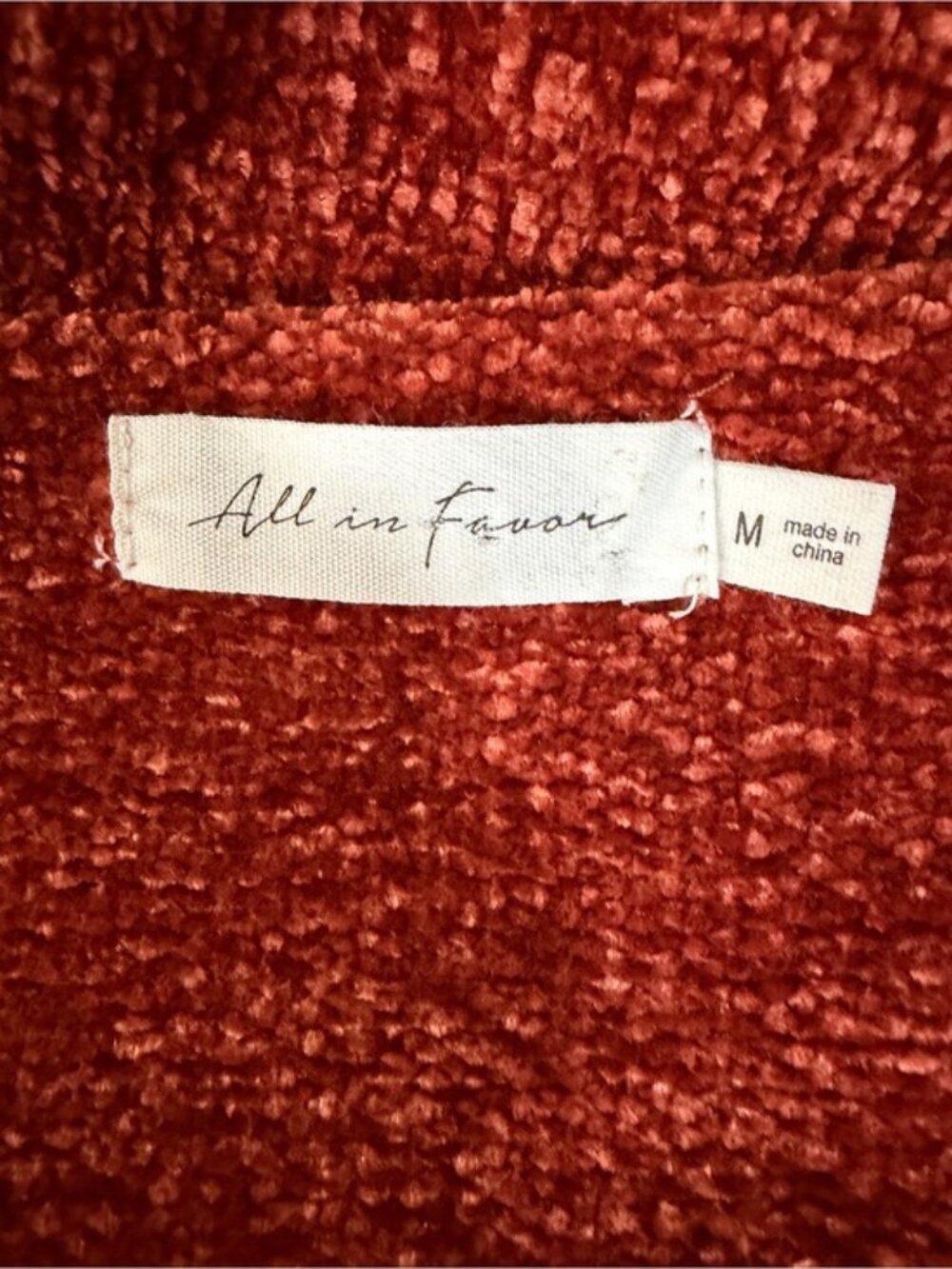 All In Favor Rust Chenille Faux Wrap Sweater Medium Soft Cozy Pullover - Picture 10 of 12